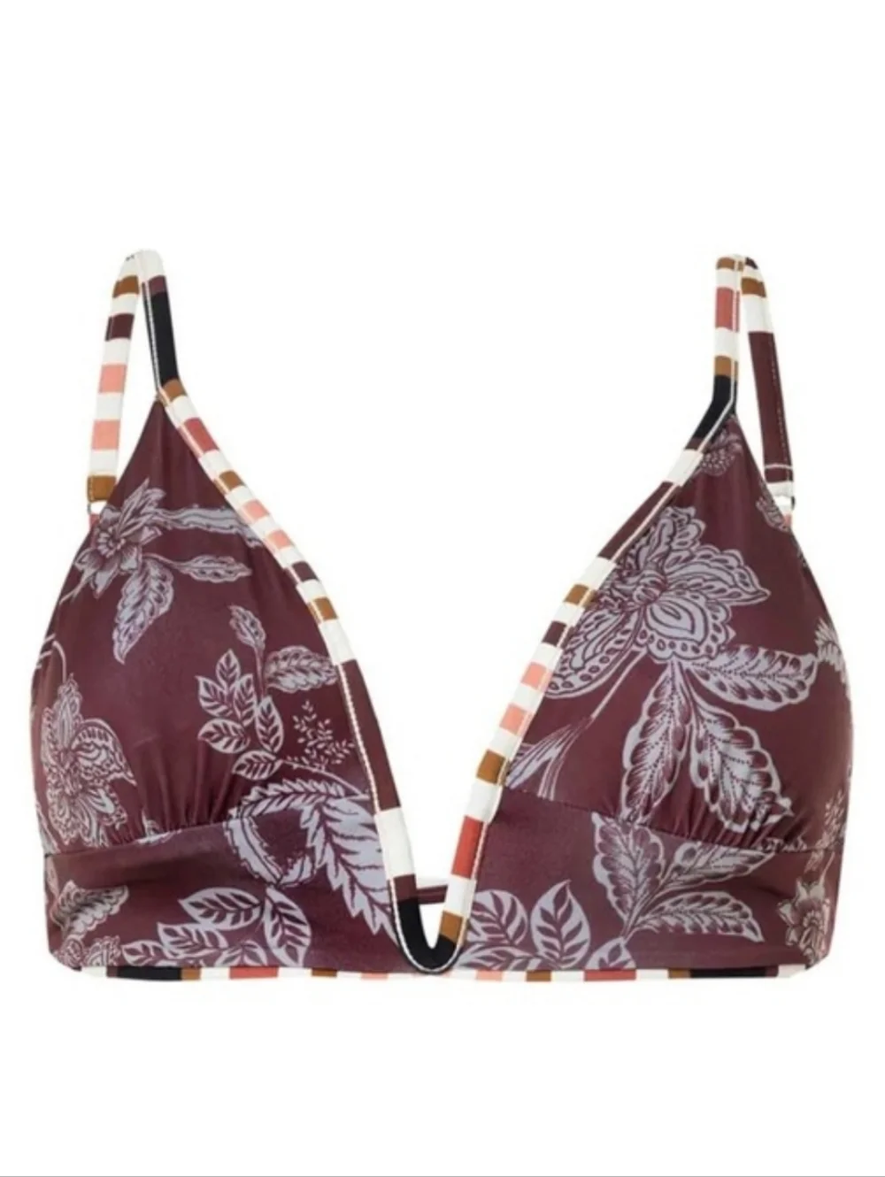 Maaji Burgundy Barcode Parade Reversible Triangle Bikini Swim Top L